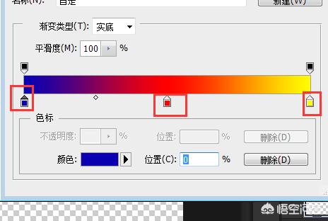 PS中如何制作中間有顏色兩邊透明的漸變條？  第2張